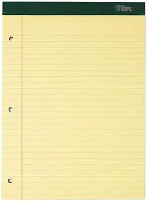 Tops 63387 Double Docket Ruled Pads, Legal Rule, Ltr, Canary, 6 100-Sheet Pads/Pack