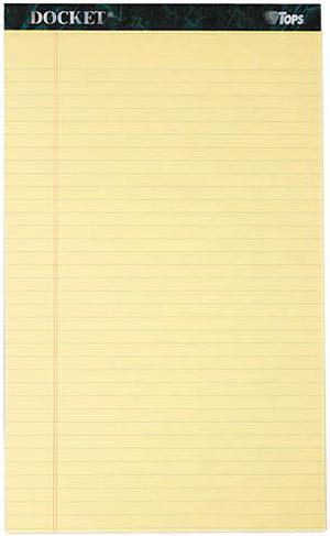 Tops 63580 Docket Ruled Perforated Pads, Legal Rule/Size, Canary, 12 50-Sheet Pads/Pack