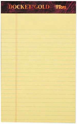 TOPS 63900 - Docket Ruled Perforated Pads, Legal/Wide, 5 x 8, Canary, 50 Sheets, Dozen