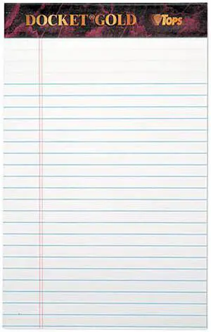 TOPS 63910 - Docket Ruled Perforated Pads, Legal/Wide, 5 x 8, White, 50 Sheets, Dozen