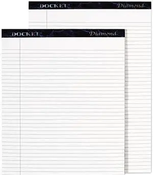 Tops 63975 Docket Diamond Legal Ruled Pads, 8-1/2 x 11-3/4, WE, 2 50-Sheet Pads/Box