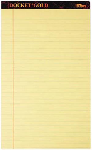 Tops 63980 Docket Gold Ruled Perforated Pad, Legal Rule/Size Canary, 50-Sheet Pads, Dozen