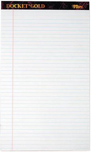 Tops 63990 Docket Gold Ruled Perforated Pad, Legal Rule/Size WE, 12 50-Sheet Pads/Pack