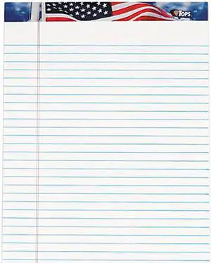 Tops 75111 American Pride Writing Pad, Jr. Legal Rule, 8-1/2 x 11-3/4, White, 50-Sheet, Dz.