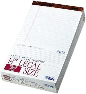 Tops 7573 Perforated Pads, Legal Rule, Lgl, White, 50 Sheet Pads, Dozen