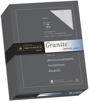 Southworth 914C Granite Specialty Paper, 24 lbs., 8-1/2 x 11, Gray, 500/Box