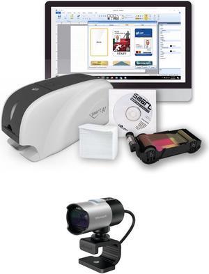 IDP SMART-31S ID Card Printer Bundle: Includes Printer, Color Ribbon, 100 Cards, Software and USB Web Camera (23 sec/card YMCKO) (5 sec/card Mono) (300 dpi) (USB) - OEM