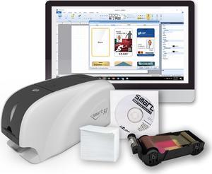 IDP SMART-31S ID Card Printer Kit: Includes Printer, Color Ribbon, 100 Cards and Software (23 sec/card YMCKO) (5 sec/card Mono) (300 dpi) (USB)