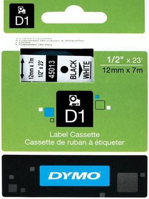 DYMO D1 Standard Tape Cartridge for Dymo Label Makers, 1/2in x 23 ft, Black on White (45013)