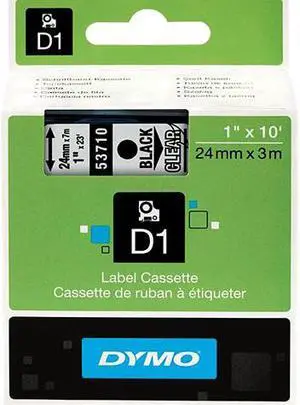 Dymo S0720920 D1 53710 Tape 24mm x 7m Black on Transparent