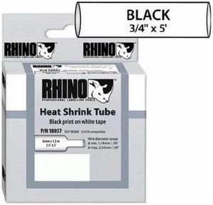 Dymo Rhino Heat Shrink Tube Labels - 3/4" Width - Direct Thermal - White, Black - Vinyl - 1 Each - 18057