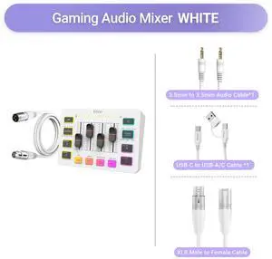 FIFINE SC3 Gaming Audio Mixer with XLR Cable Bundle, Streaming RGB PC Mixer with Microphone Cable, XLR Interface, Volume Faders, Mute Button, Computer Mic for Recording/Podcast/Vocal/Game Voice FIFINE SC3 Gaming Audio Mixer with XLR Cable Bundle, Streaming RGB PC Mixer with Microphone Cable, XLR Interface, Volume Faders, Mute Button, Computer Mic for Recording/Podcast/Vocal/Game Voice