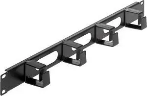 Intellinet 19" Cable Management Panel, 1U, 4 short plastic rings, Black