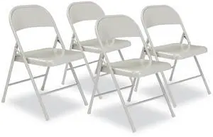 NPS 902 900 Series All-Steel Folding Chair, Supports Up to 250 lb - 17.75" Seat Height - Gray Seat, Gray Back, Gray Base - 4/Carton