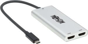 Tripp Lite Dual-Monitor Thunderbolt 3 to HDMI Adapter M/2xF 4K 60 Hz 4:4:4 Silver MTB3002HD