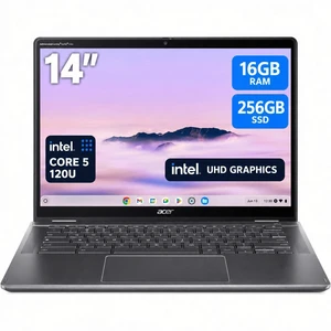 Acer Spin 514 CPE594-1N-57ZJNA 14" Touchscreen Chromebook - Intel Core 5 120U (1.4 GHz) - 16GB - 256GB SSD - Intel UHD Graphics - ChromeOS - WiFi 6E - Webcam - BT5.2 NX.JJ5AA.002 Acer Spin 514 CPE594-1N-57ZJNA 14" Touchscreen Chromebook - Intel Core 5 120U (1.4 GHz) - 16GB - 256GB SSD - Intel UHD Graphics - ChromeOS - WiFi 6E - Webcam - BT5.2 NX.JJ5AA.002