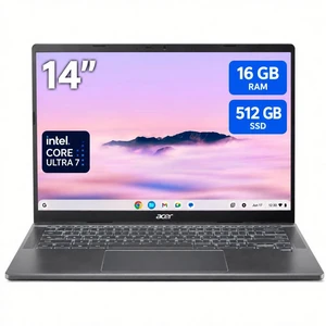 Acer Chromebook Plus 714 CBE794-1T-71J4 14" Touchscreen Chromebook - WUXGA - Intel Core Ultra 7 155U - 16 GB - 512 GB PCI Express NVMe 4.0 SSD - ChromeOS - Webcam - Wi-Fi 7 - NX.JM4AA.004 Acer Chromebook Plus 714 CBE794-1T-71J4 14" Touchscreen Chromebook - WUXGA - Intel Core Ultra 7 155U - 16 GB - 512 GB PCI Express NVMe 4.0 SSD - ChromeOS - Webcam - Wi-Fi 7 - NX.JM4AA.004