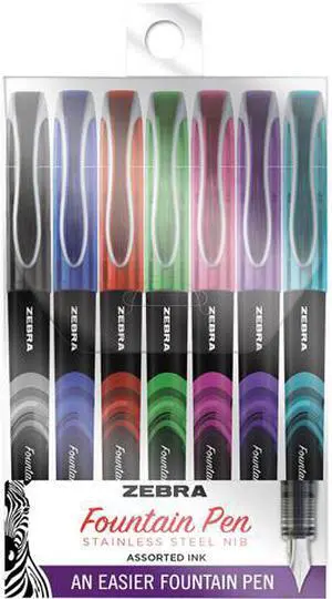 Zebra Fountain Pen Assorted Ink Fine 48307