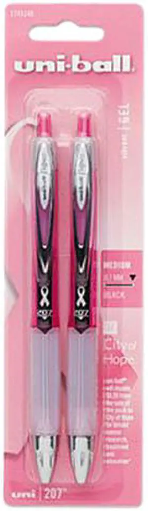 uni-ball Signo 207 Retractable Gel Pen 0.7 mm Medium Black 2/Pack 47396