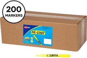Avery Hi-Liter Value Pack Pen-Style Highlighters, Smear Safe Ink, 200 Fluorescent Yellow Highlighters (23825)