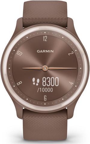Garmin vívomove Sport - Cocoa Case and Silicone Band with Peach Gold Accents | Hybrid Smart Watch 010-02566-02