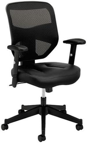 Basyx VL531 Series High-Back Work Chair Mesh Back Padded Mesh Seat Black Leather