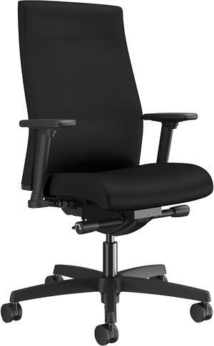 HON Ignition Adjustable Arms Vinyl Task Chair - Vinyl Seat - Vinyl Back - Black Frame - 5-star Base - Black - 27" Width