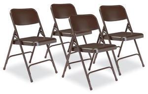 Premium All Steel Folding Light Weight Double Hinged Chair With Glides Brown