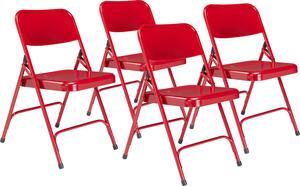NPS 240 Premium All-Steel Double Hinge Folding Chair - Supports Up to 500 lb, 17.25" Seat Height - Red - 4/Carton