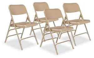 NPS 301 Deluxe All-Steel Triple Brace Folding Chair - Supports Up to 480 lb - 17.25" Seat Height - Beige - 4/Carton