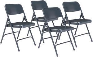 NPS 204 Premium All-Steel Double Hinge Folding Chair - Supports Up to 500 lb - 17.25" Seat Height - Blue - 4/Carton