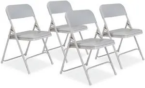 NPS 802 Premium Plastic Folding Chair - Supports Up to 500 lb - 18" Seat Height, Gray Seat - Gray Back, Gray Base - 4/Carton