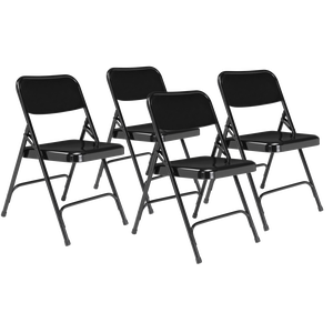 NPS 210 Premium All-Steel Double Hinge Folding Chair - Supports Up to 500 lb - 17.25" Seat Height - Black - 4/Carton