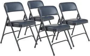 NPS 1204 Vinyl Dual-Hinge Folding Chair - Supports Up to 500 lb - 17.75" Seat Height - Dark Midnight Blue - 4/Carton