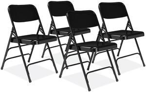 NPS 310 Deluxe All-Steel Triple Brace Folding Chair - Supports Up to 480 lb - 17.25" Seat Height - Black - 4/Carton