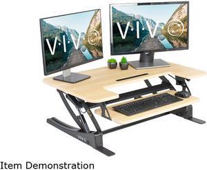VIVO Light Wood Height Adjustable Stand up Desk Converter | 36" Sit to Stand Tabletop Monitor Riser (DESK-V000VO)