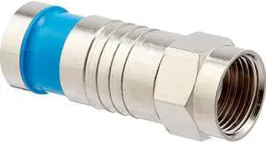 F RG6Q Compression Connector, Nickel Plate. 10/Clamshell