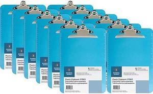 Business Source Spring Clip Clipboard, Ruler, Blue, 12 Clipboards (BSN01863BX)