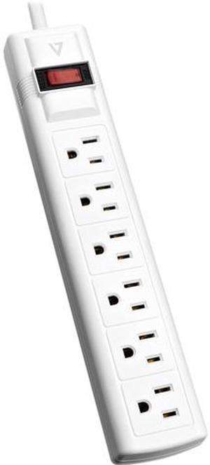 V7 SA0608W-9N6 6-Outlet Surge Protector, 8 Feet cord, 900 Joules - White