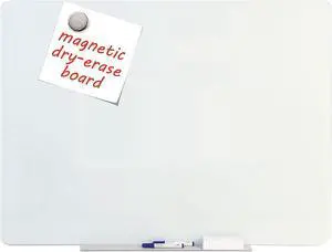 Bi-silque - GL080101 - Magnetic Glass Dry Erase Board, Opaque White, 48 x 36