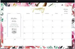 2026 Blue Sky Monthly Desk Pad Calendar, 11" x 17", Magenta Blooms, January To December, 149057