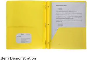 Business Source Poly Portfolio 3 Prong 2 Pkts LTR .3mil Yellow 20884