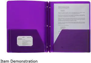 Business Source Poly Portfolio 3 Prong 2 Pkts LTR .3mil Purple 20885