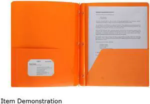 Business Source Poly Portfolio 3 Prong 2 Pkts LTR .3mil Orange 20889