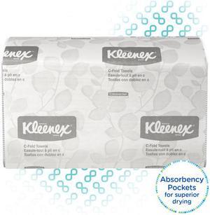 Kleenex C Fold Paper Towels (88115), Absorbent, White, 150 C-Fold Towels / Pack