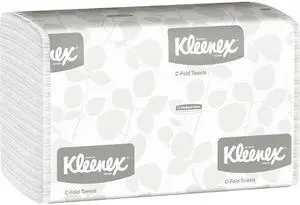 Kleenex C Fold Paper Towels (01500), Absorbent, White, 16 Packs / Case, 150 C-Fold Towels / Pack, 2,400 Towels / Case