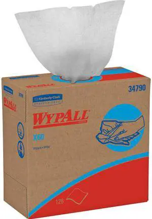 WypAll X60 Reusable Cloths (34790) in Convenient Pop-Up Box, White, 126 Sheets / Box