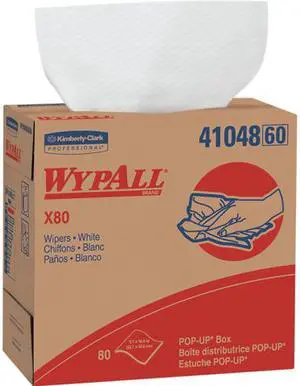 WypAll X80 Reusable Wipes (41048), Extended Use Cloths Pop-Up Box Format, White, 80 Sheets / Box; 5 Boxes / Case; 400 Sheets / Case