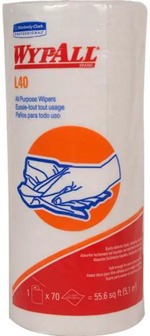 WypAll L40 Disposable Cleaning and Drying Towels (05027), Limited Use Towels, White, 24 Rolls per Case, 70 Sheets per Roll, 1,680 Sheets Total