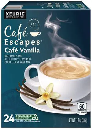 Café Escapes Café Vanilla, Keurig Single-Serve K-Cup Pods, 24 Count/Box (6812)